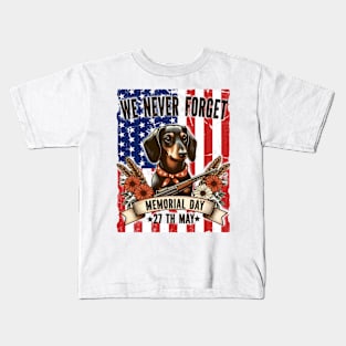 we never forget | Memorial Day| Dog lover Kids T-Shirt